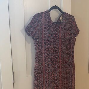 Adrienne Vittadini Black and Red Patterned Dress size 2